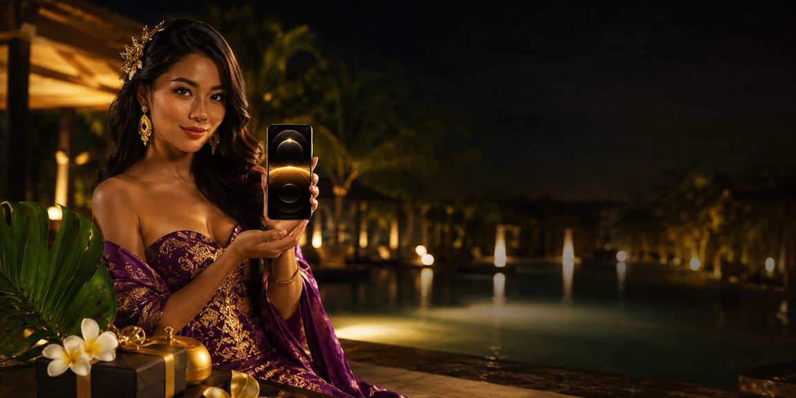 Model wanita menggunakan aplikasi casino mobile dengan tampilan layar yang cerah dan modern