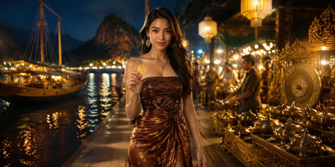 Suasana permainan baccarat di pasar malam Vietnam yang glamor dengan pencahayaan mewah
