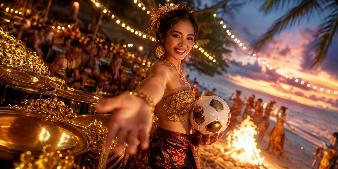 Penggemar sepak bola Indonesia menikmati siaran langsung pertandingan di tepi pantai sambil mengakses platform taruhan